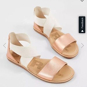 Sorel Ella leather rose gold sandals